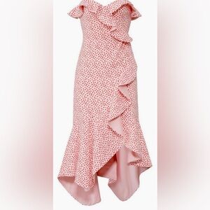Jonathan Simkhai Pink Speckle Asymmetric Ruffle Strapless Corset Midi Dress 10